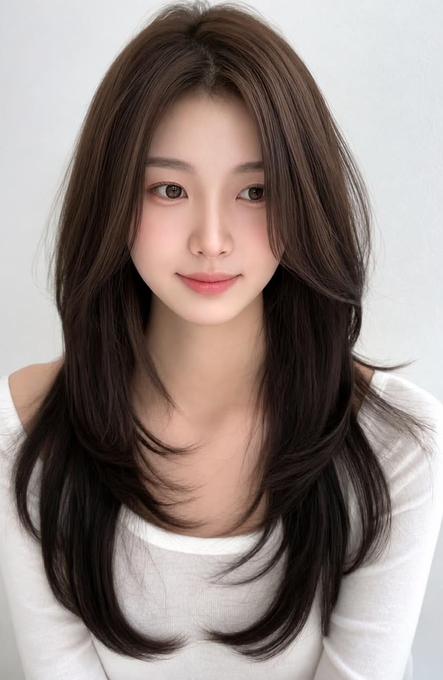 Long layered cut, 오월에 hair salon